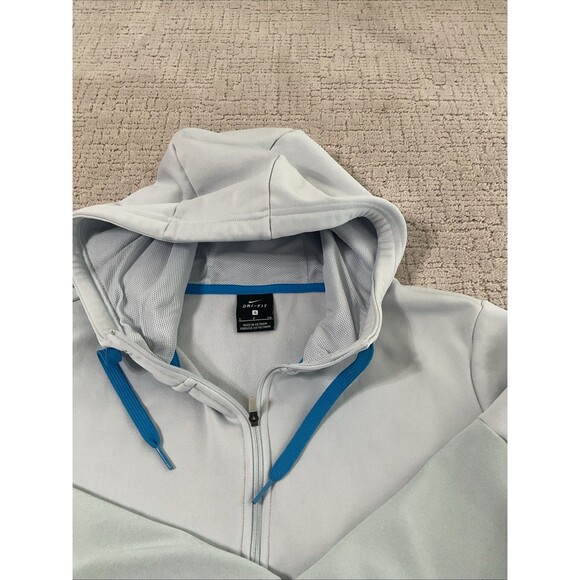 Nike Dri Fit Women’s Light Blue Hoodie Sweatshirt Zip Jacket Size S Platinum - Picture 8 of 11